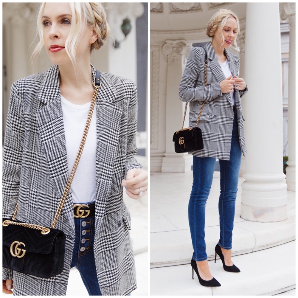 Vici Houndstooth Blazer Long Small